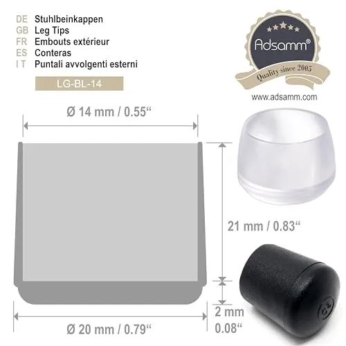 Adsamm Puntale Avvolgente Esterno Ø 14-15 mm Tappo 1 pz Nero Feltro