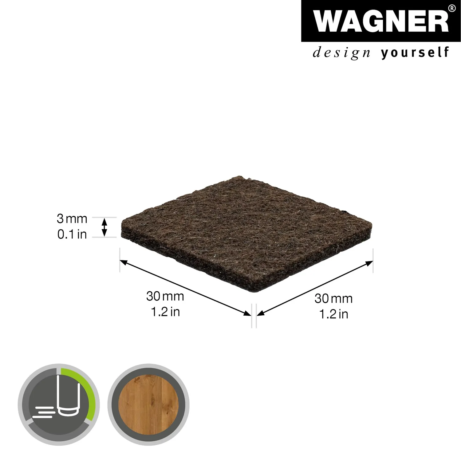 Wagner EH 1731 15173199 feltrini adesivi 30x30 mm 12 pz marroni