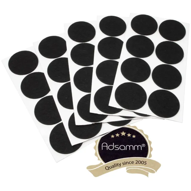 Adsamm Feltrini autoadesivi tondi 60 mm neri 40 pezzi feltro