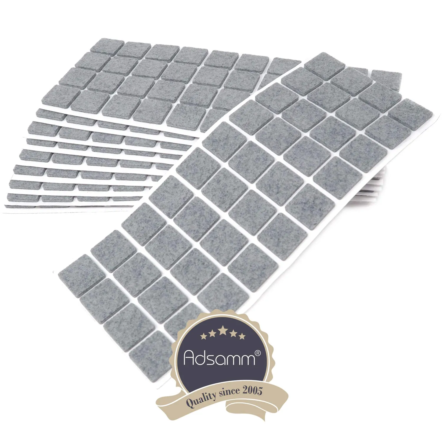 Adsamm feltrini autoadesivi 25x25 mm grigi 400 pezzi 3,5 mm