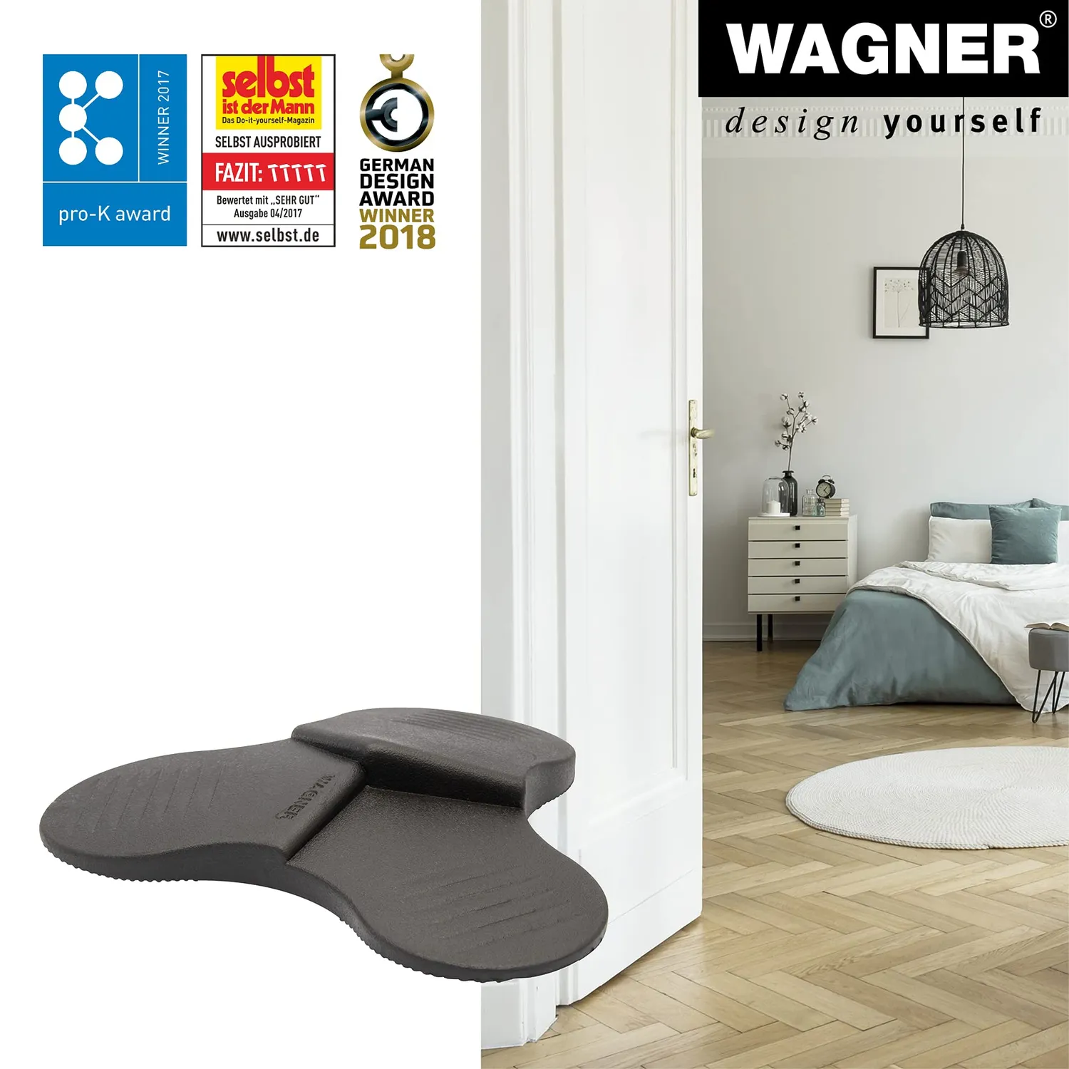 Wagner 3Stop fermaporta cuneo nero Ø108 mm