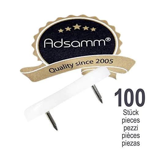 Adsamm Scivoli Plastica 18x44 mm Bianchi 100 Pezzi con Chiodi