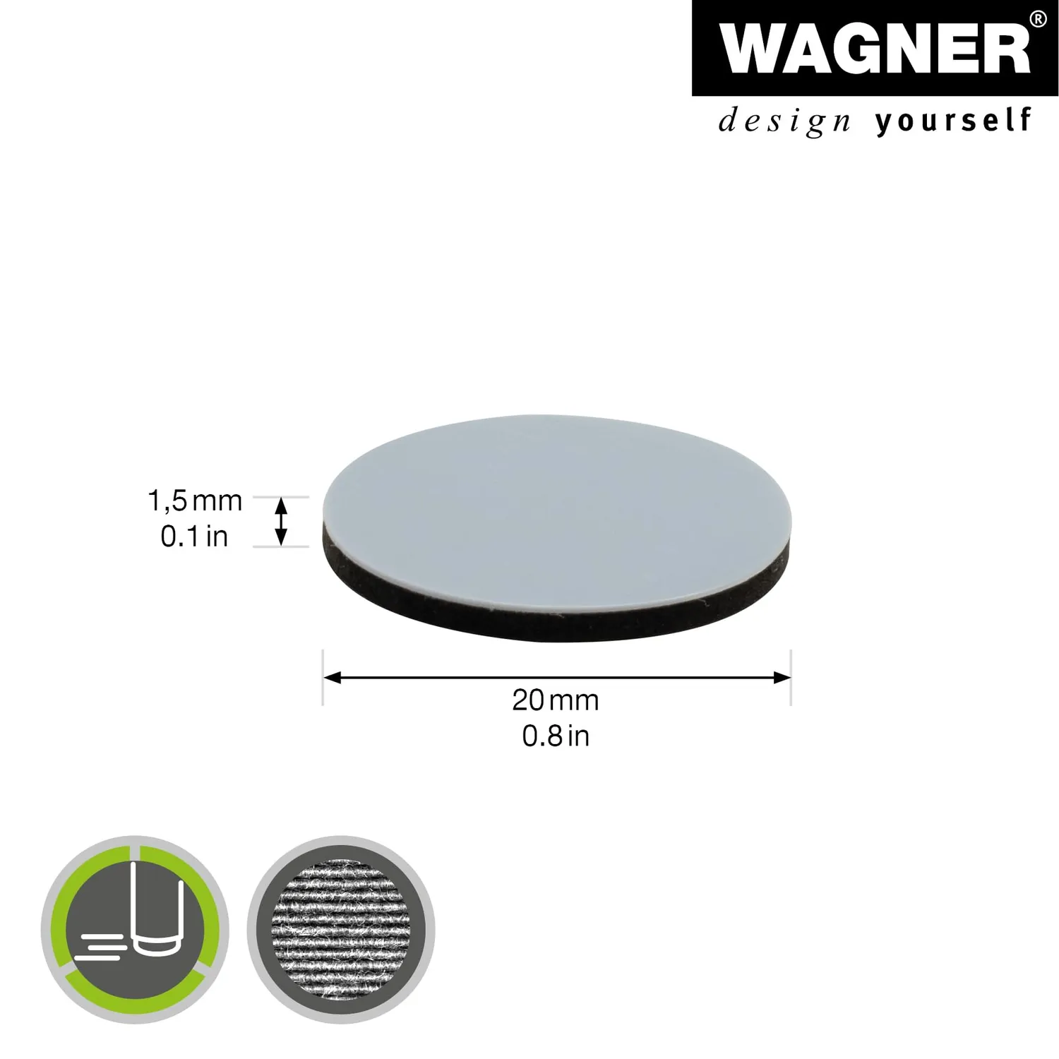 Wagner EH 1120 pattini PTFE adesivi 16 pezzi Ø20 mm scorrevoli