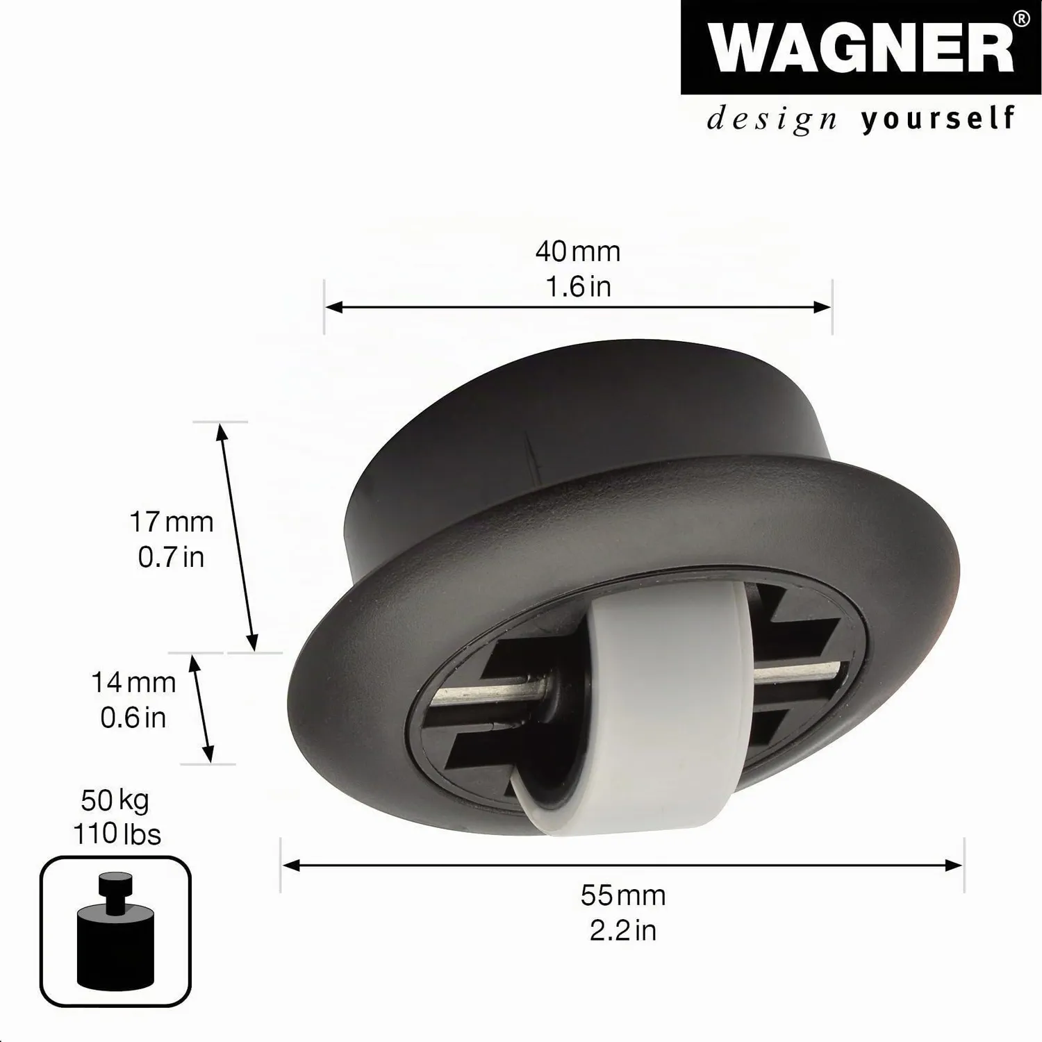 Wagner 01707201 rotella incasso morbida 27 mm 1 pz 50 kg