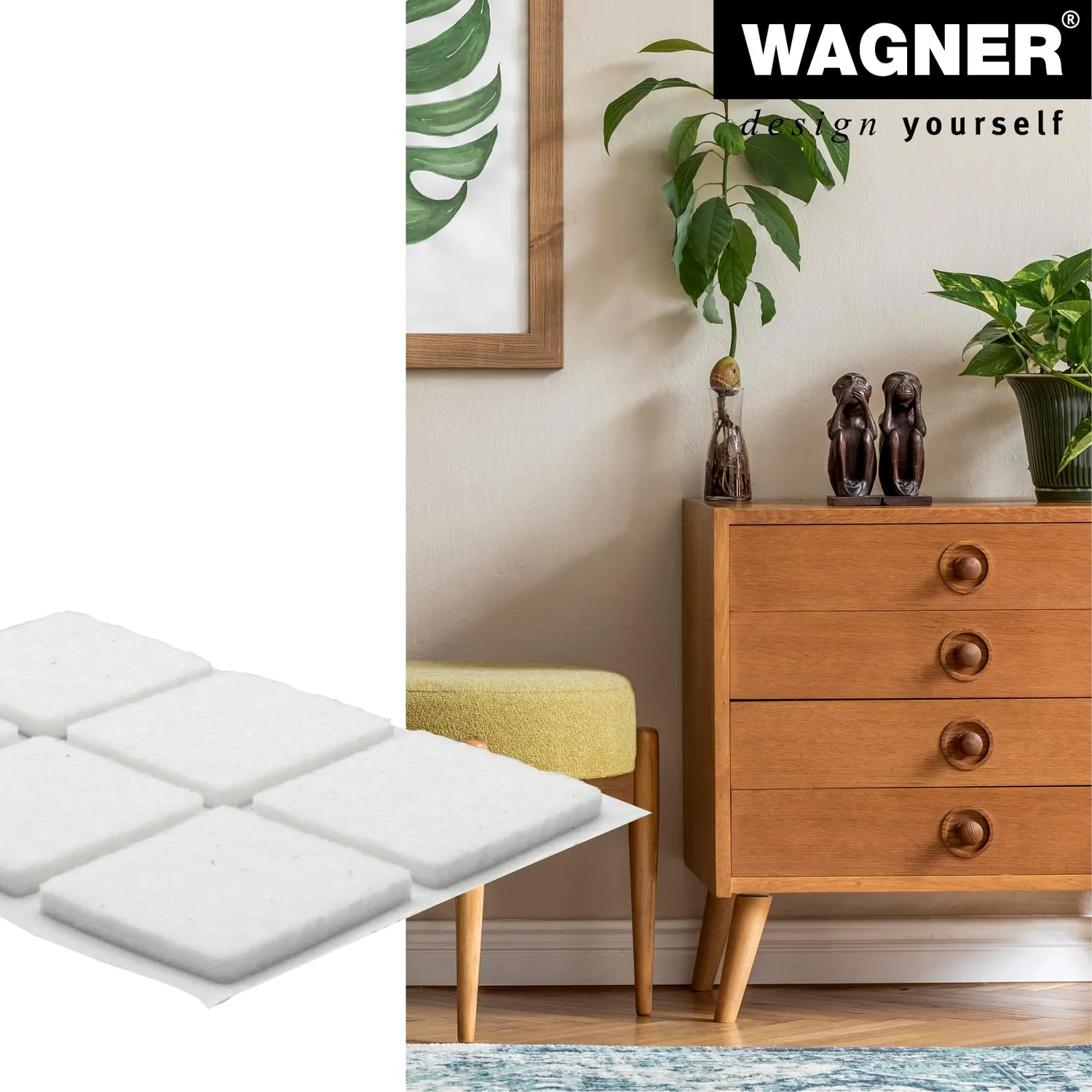 Wagner 15172599 EH 1725 feltrini quadrati 25x25 mm bianchi 24pz