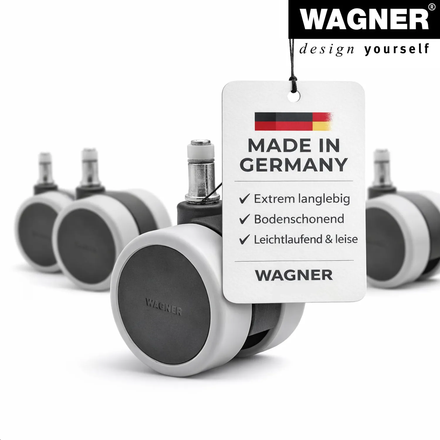 Wagner 02007661 ruote sedia ufficio morbide set 5 pezzi