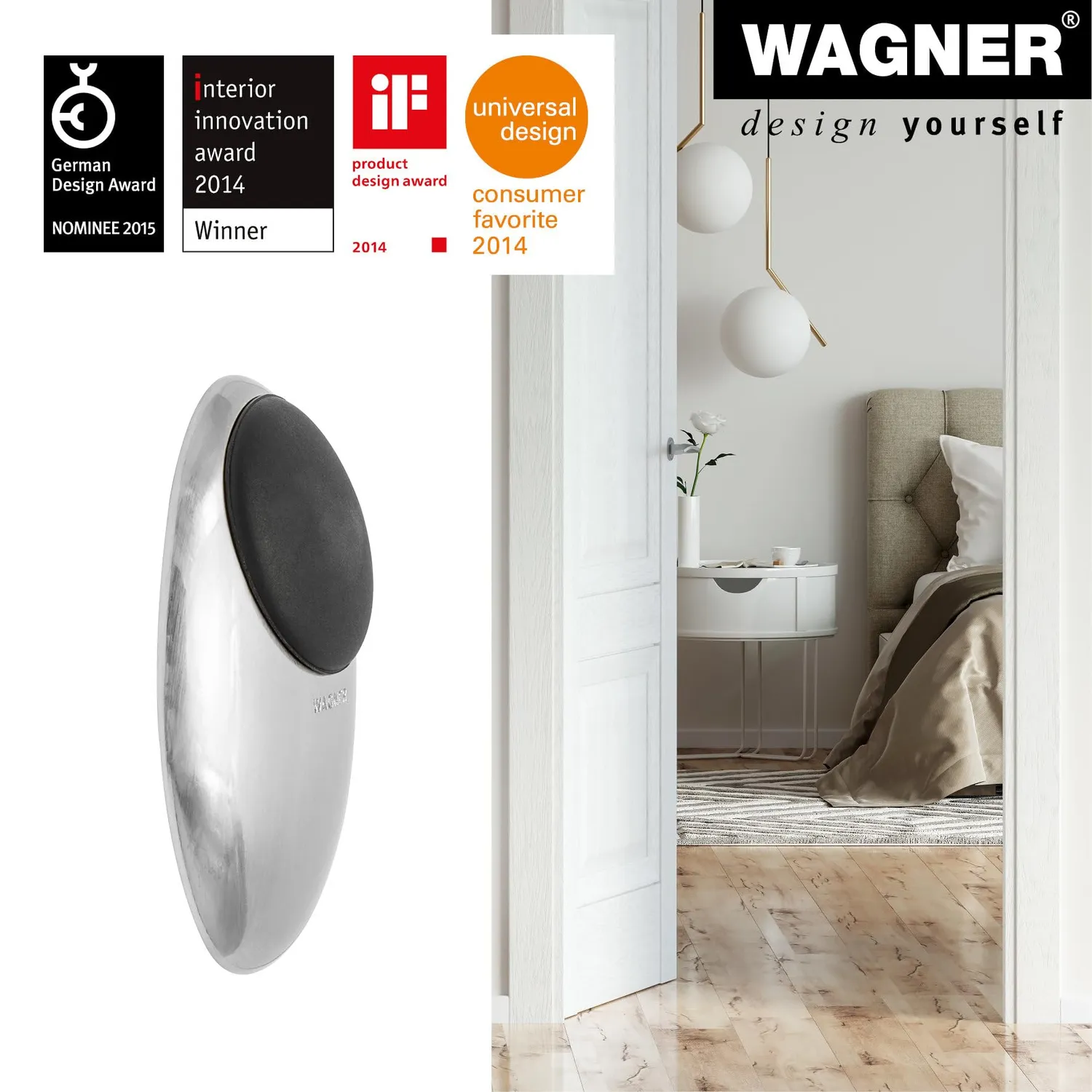 Wagner Uovo 15513511 fermaporta muro Ø59 zinco inox