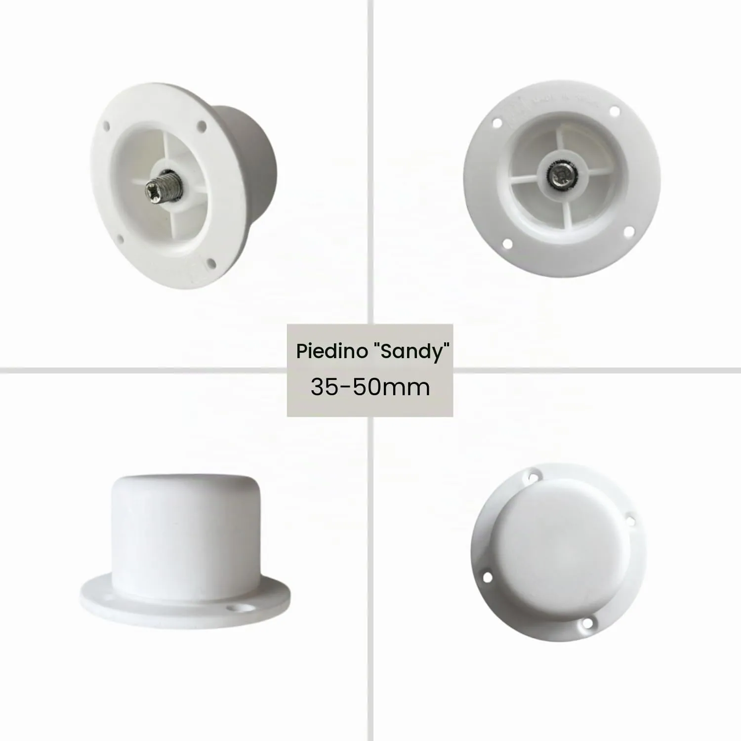 Indaux Sandy Piedino Regolabile 35-50 mm Bianco 4 Pezzi