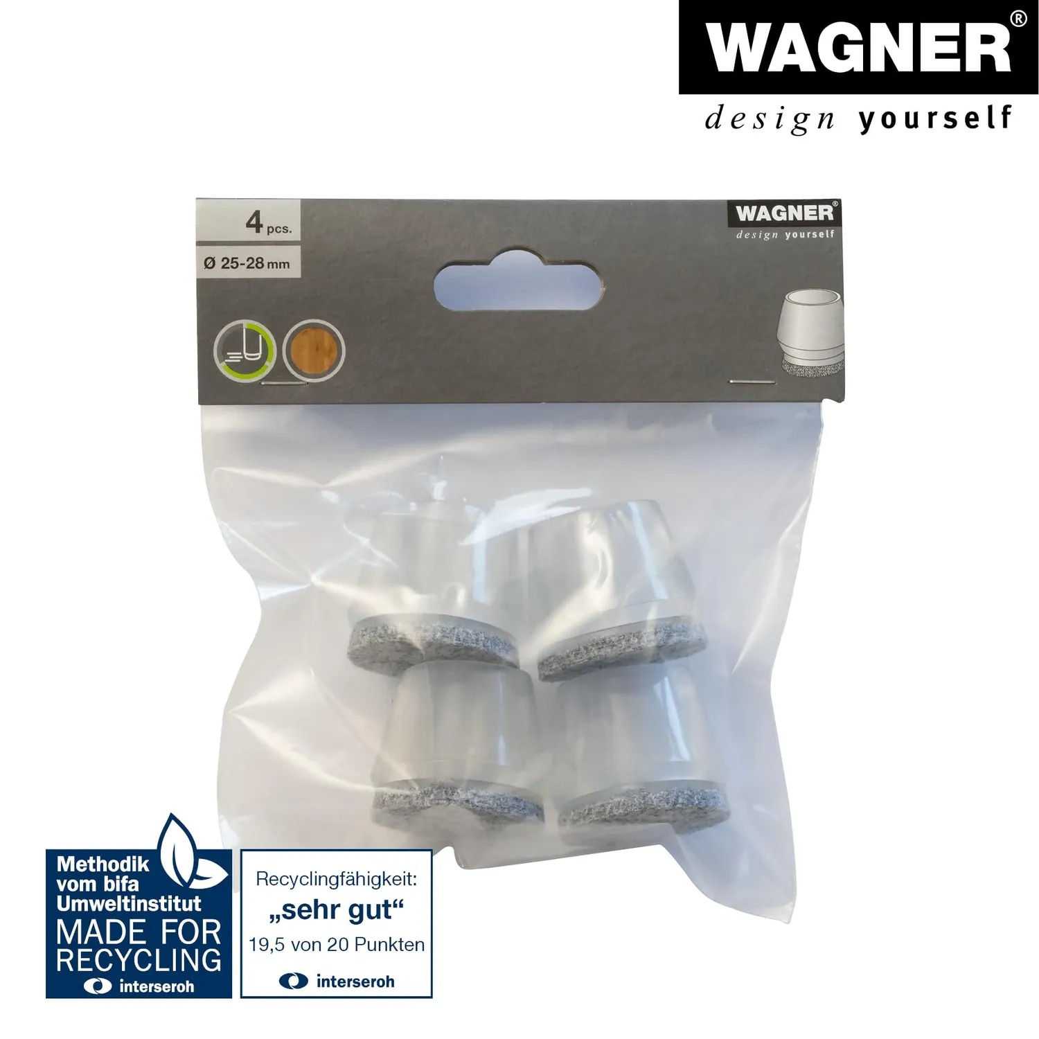 Wagner EH 0568 tappi tubi acciaio 4 pezzi trasparenti feltro