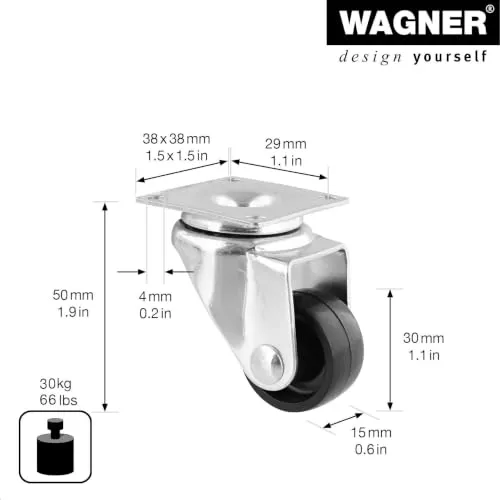 Wagner RO 2110 01211001 rotella nera Ø30 mm 30 kg