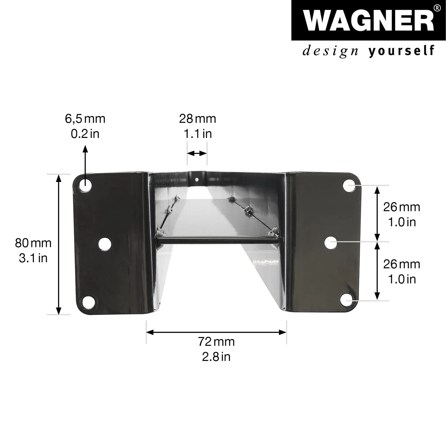 Wagner V-Style ST 0671 gamba tavolo 71 cm nera opaca