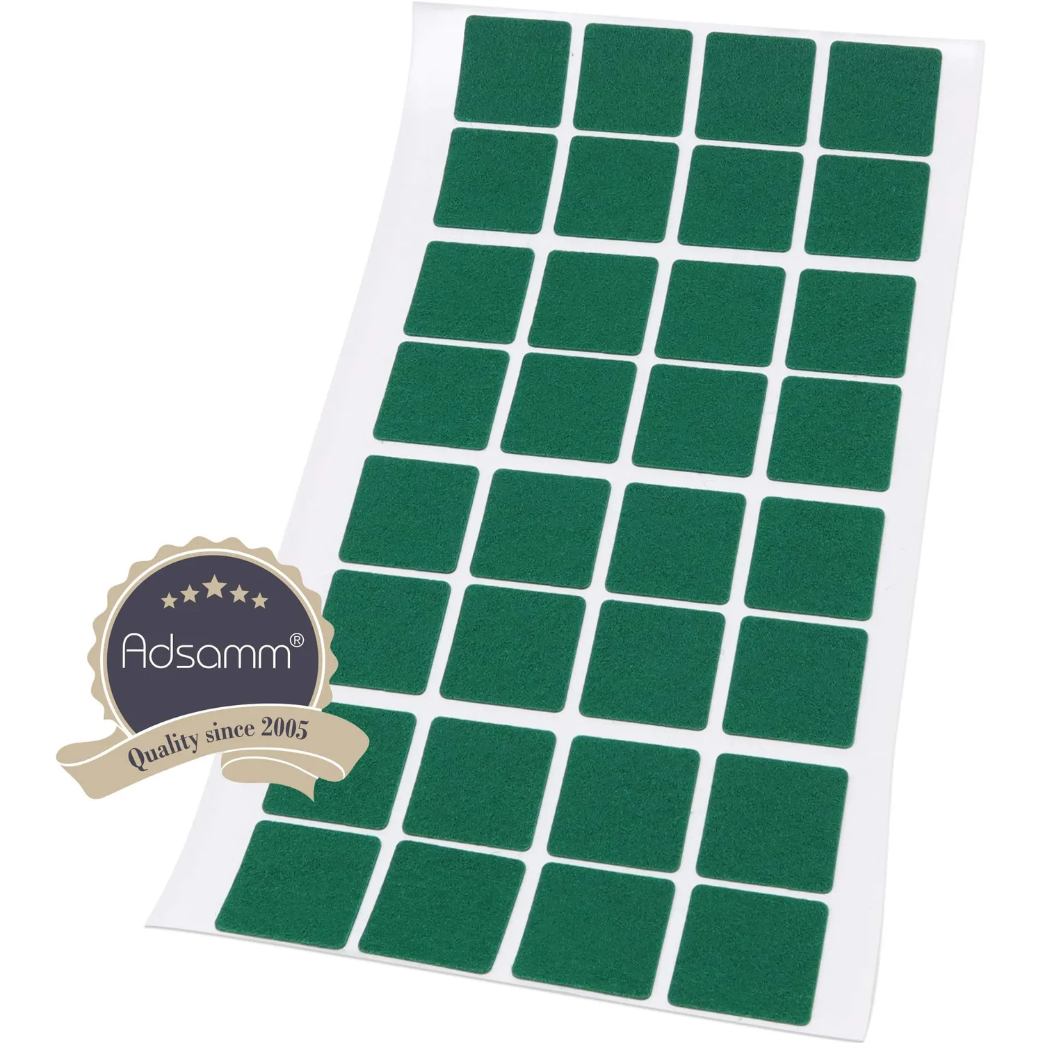 Adsamm ultrasottili feltrini autoadesivi quadrati 25 mm verdi 32 pezzi
