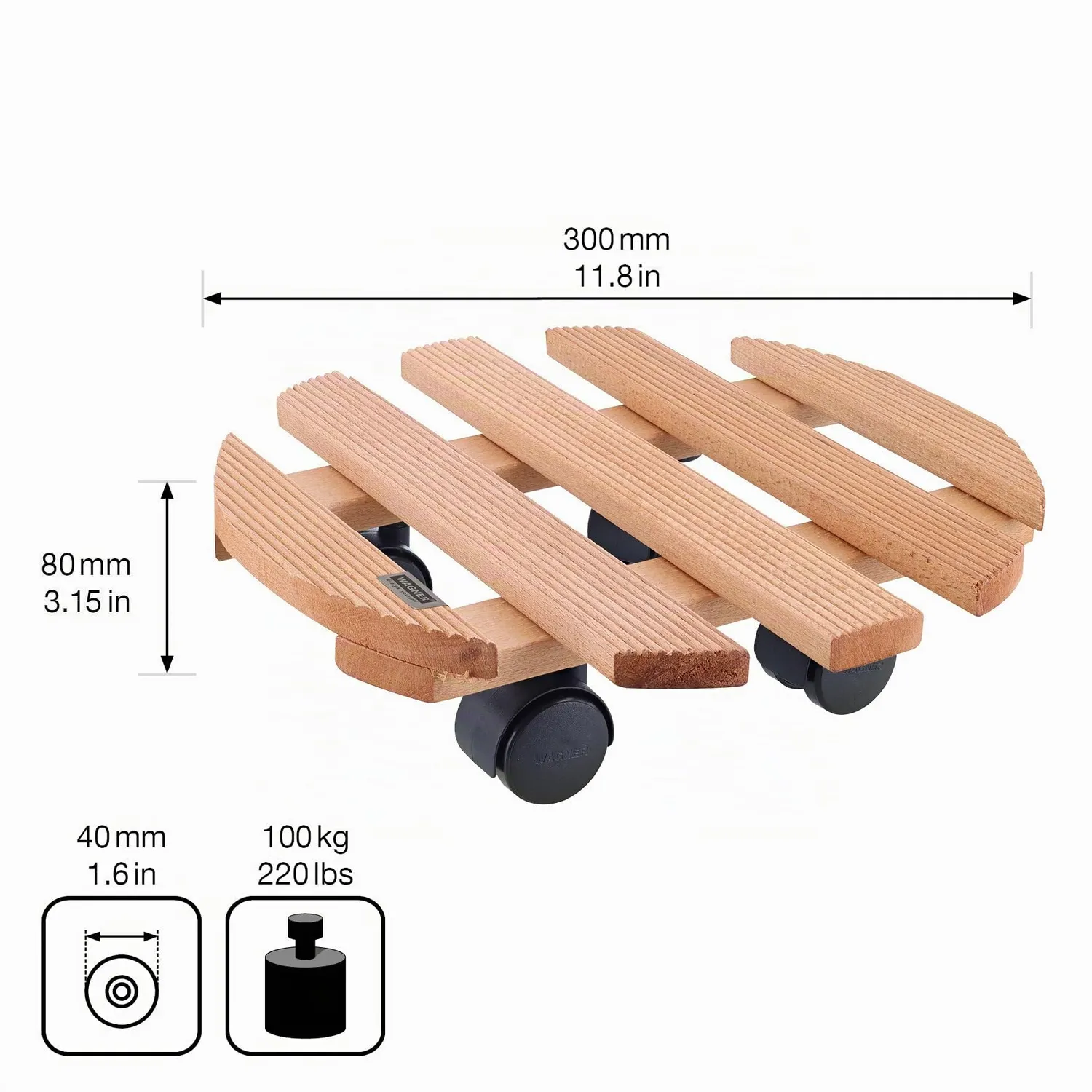 Wagner Country carrello piante Ø30 cm legno portata 100 kg