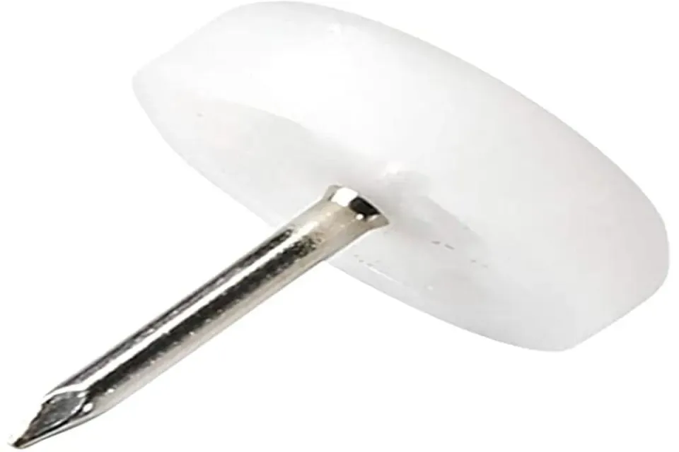 Adsamm Pattini con chiodo tondi 18 mm bianchi 100 pezzi plastica