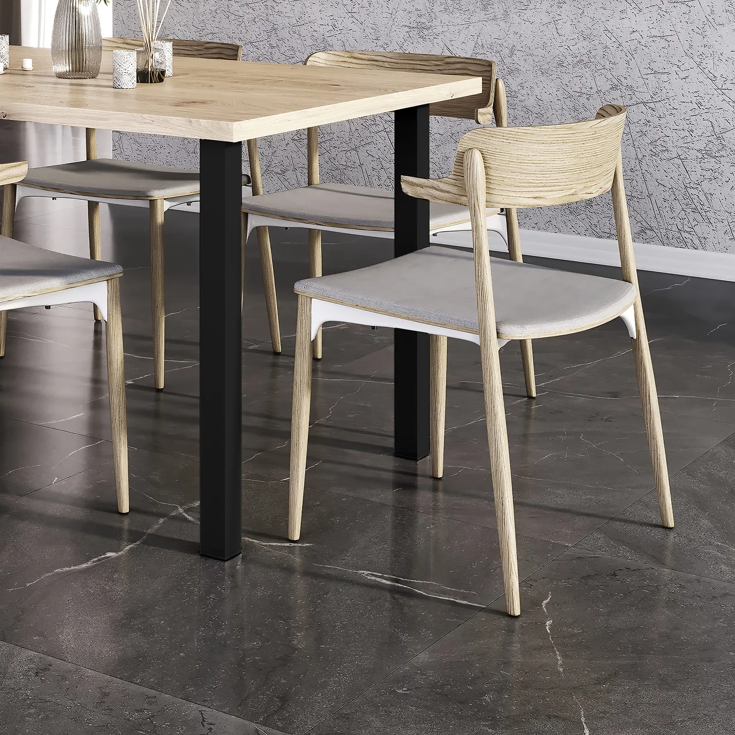 Emuca Gambe Tavolo 50x50 H710 Acciaio Nere