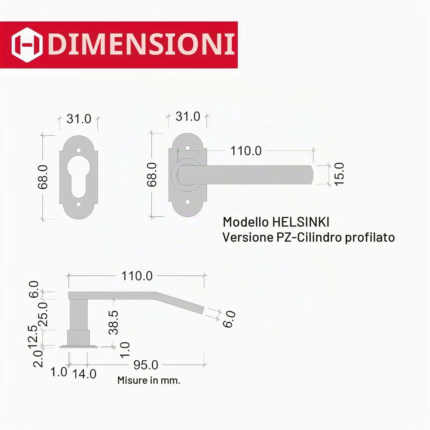 Gedotec Helsinki maniglia porta ferro nero antico rosetta PZ set