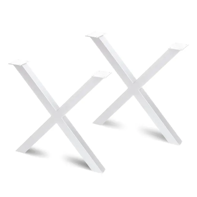 Emuca 695x695 mm gambe tavolo a croce 2 pezzi bianche acciaio