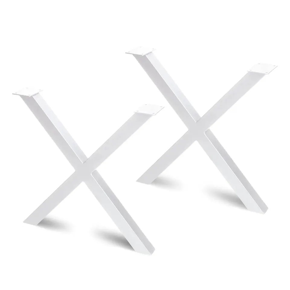 Emuca 695x695 mm gambe tavolo a croce 2 pezzi bianche acciaio