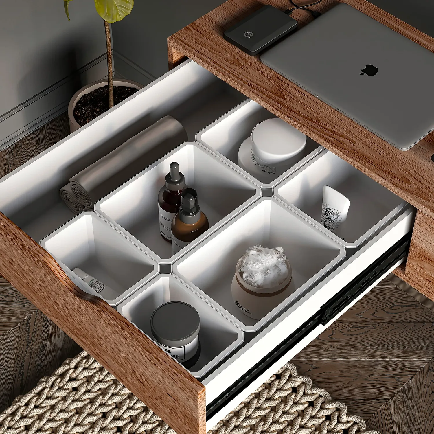 Emuca Tidy organizer cassetti bianchi 6 pezzi ABS impilabili