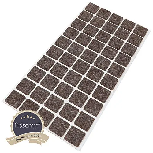Adsamm feltrini autoadesivi quadrati 20x20 mm marroni 50 pezzi lana