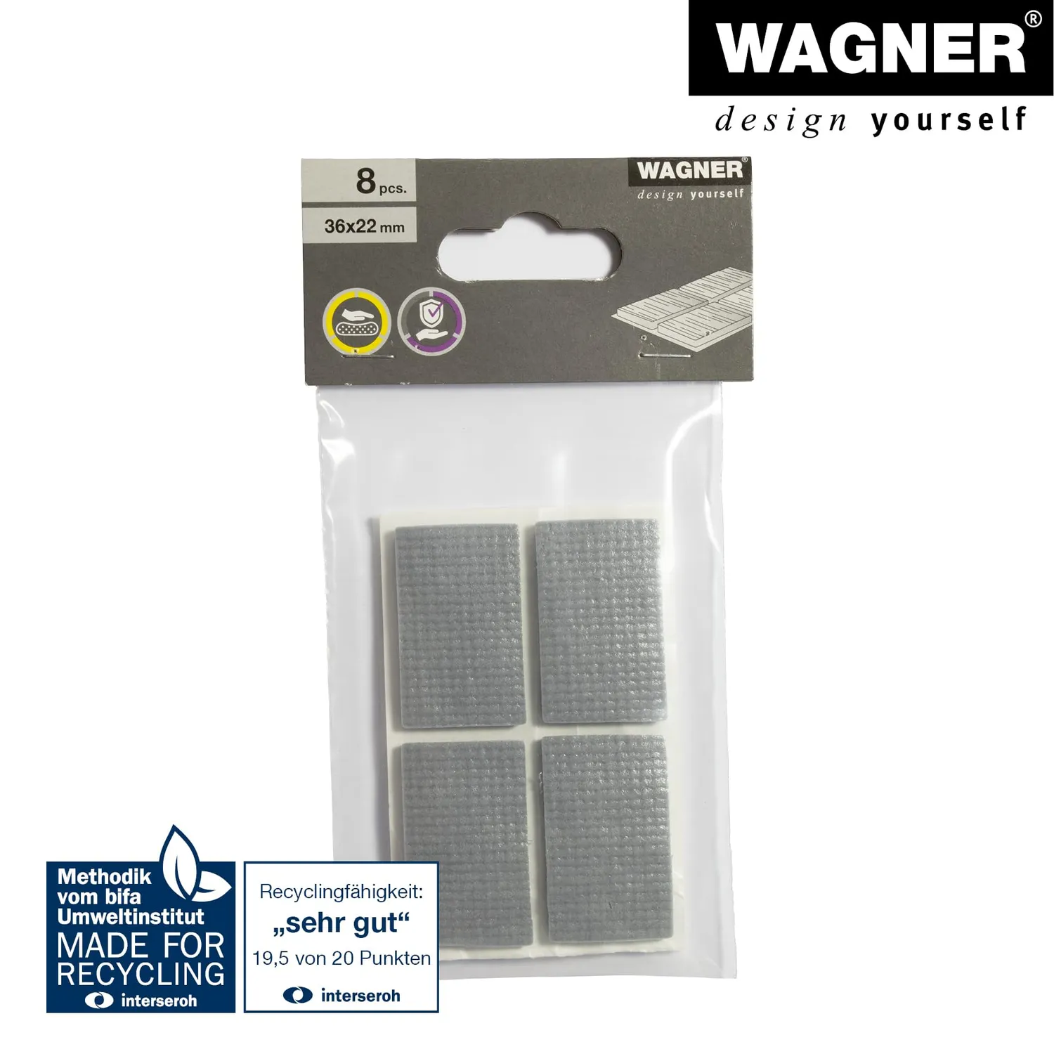 Wagner Soft Pads 16033699 paracolpi adesivi grigi 8 pezzi 22x36mm