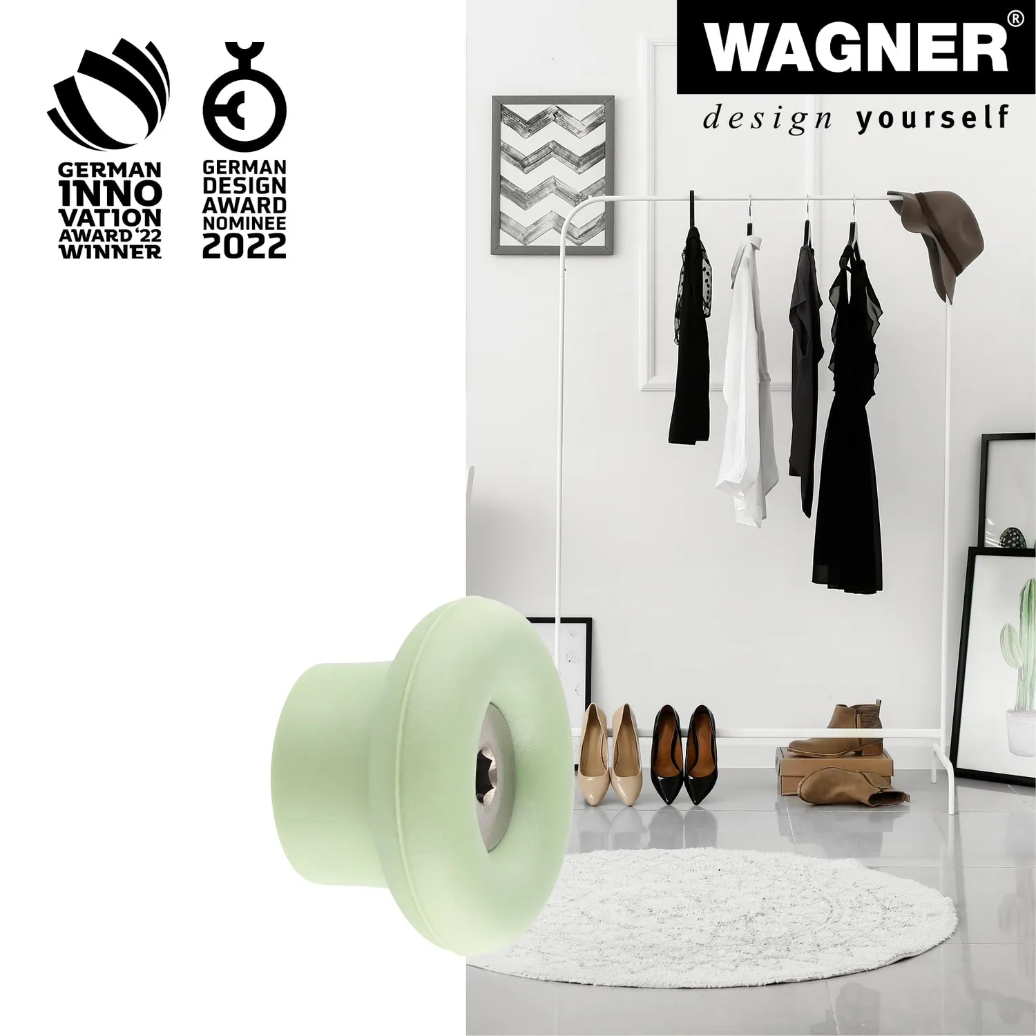 Wagner hooks4home Dot gancio a muro Ø 40x25 mm verde lime