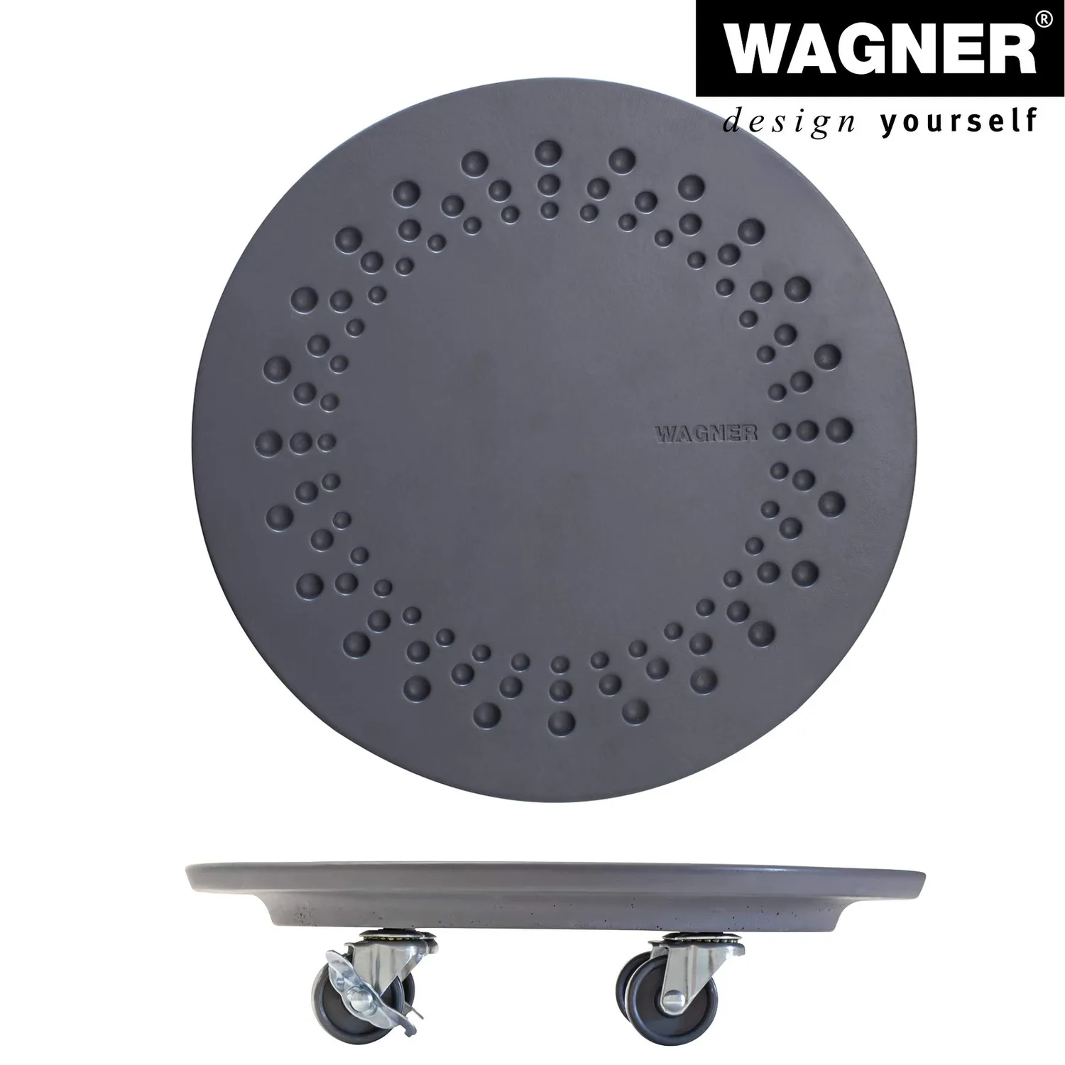 WAGNER Design Cemento sottovaso con ruote Ø 20 mm ardesia