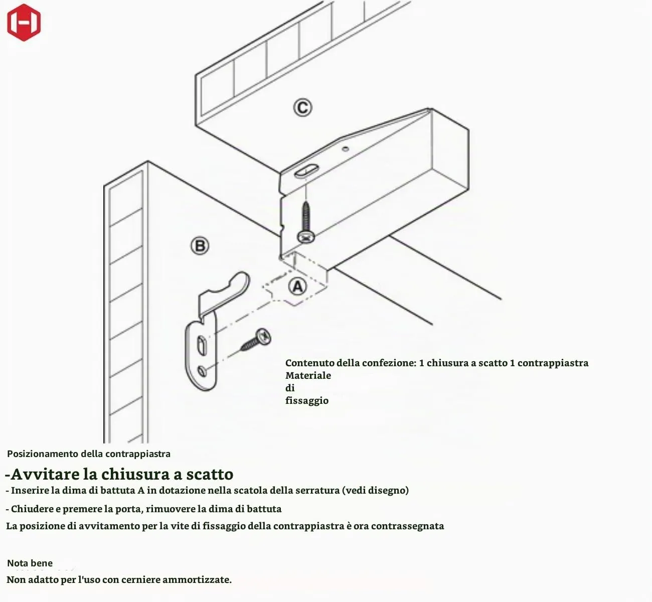Gedotec Automatik scrocco molla touch-latch metallo 1 pezzo