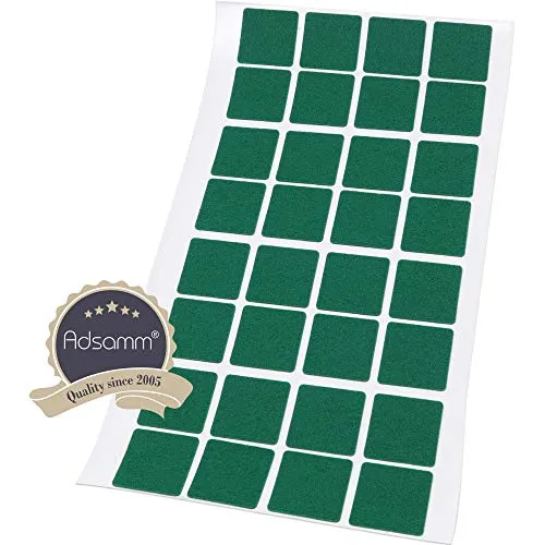 Adsamm ultrasottili feltrini autoadesivi quadrati 25 mm verdi 32 pezzi