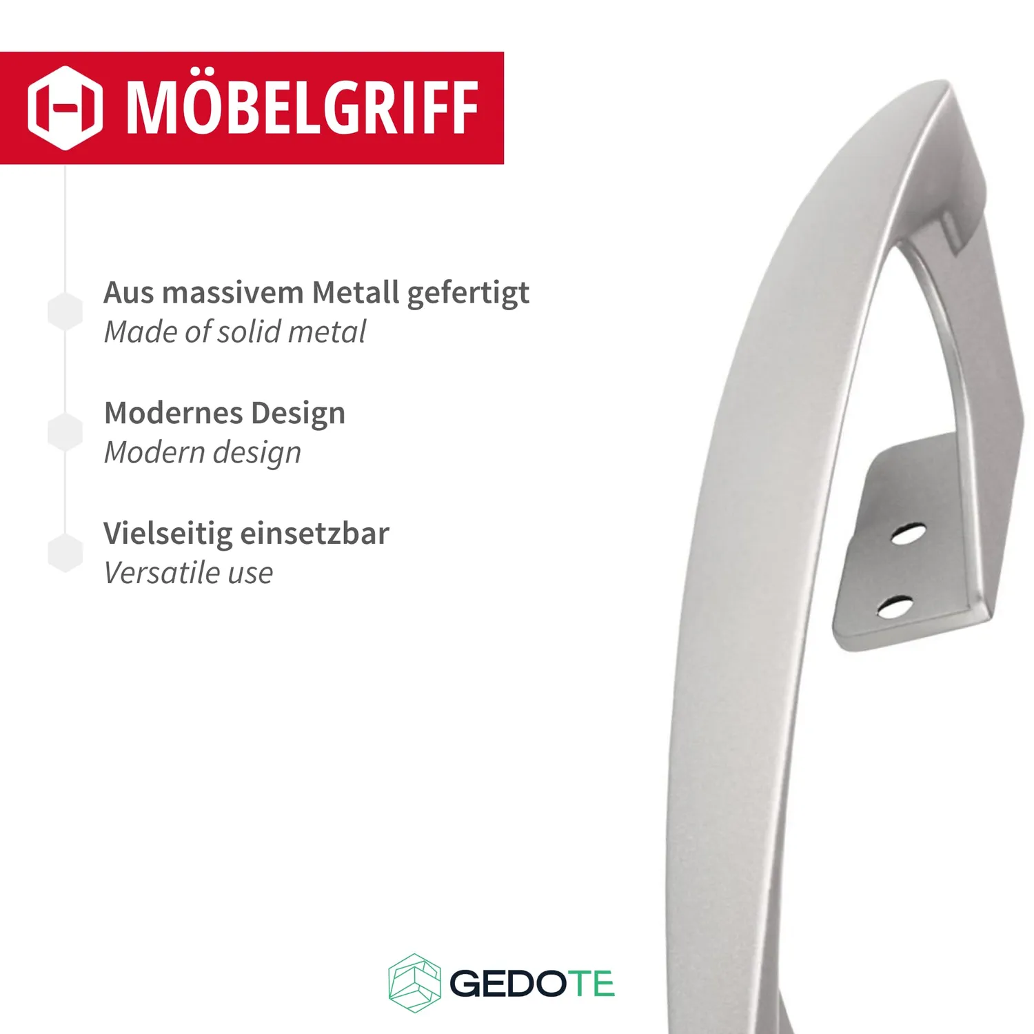 Gedotec Somana maniglia mobili argento 60x213 mm 1 pezzo