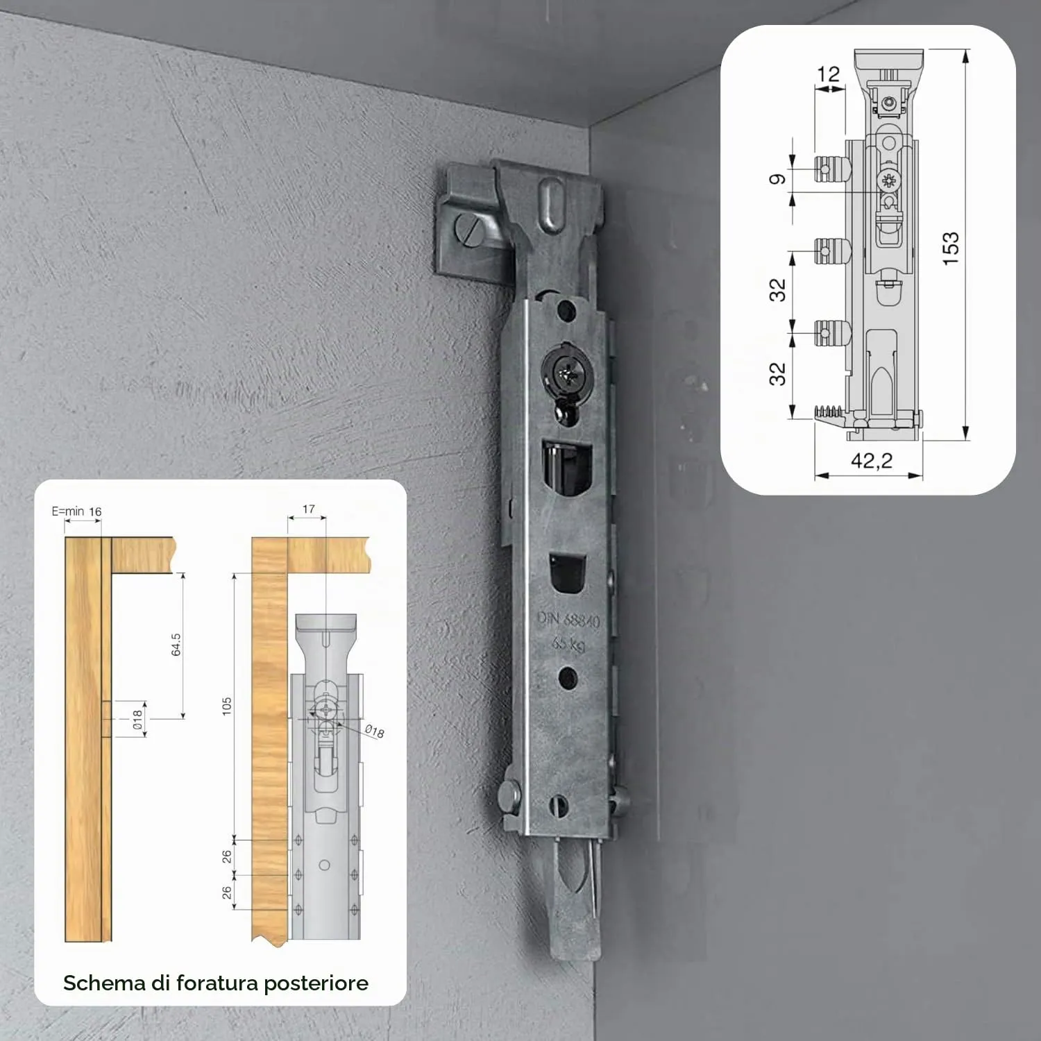 Indaux Traser-6 attaccaglie invisibili coppia 65 kg kit montaggio