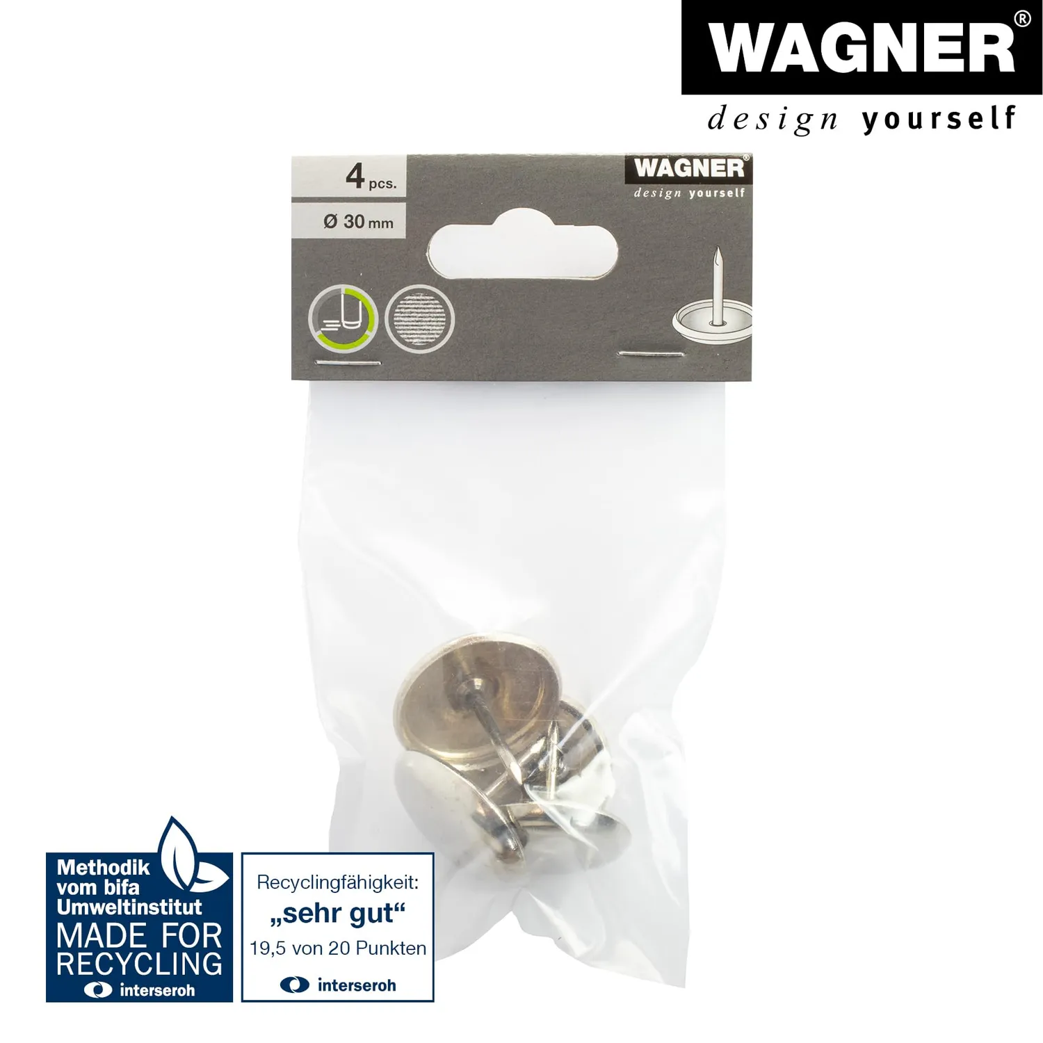 Wagner 15112999 EH 1129 pattini ottone chiodo 30 mm 4 pezzi
