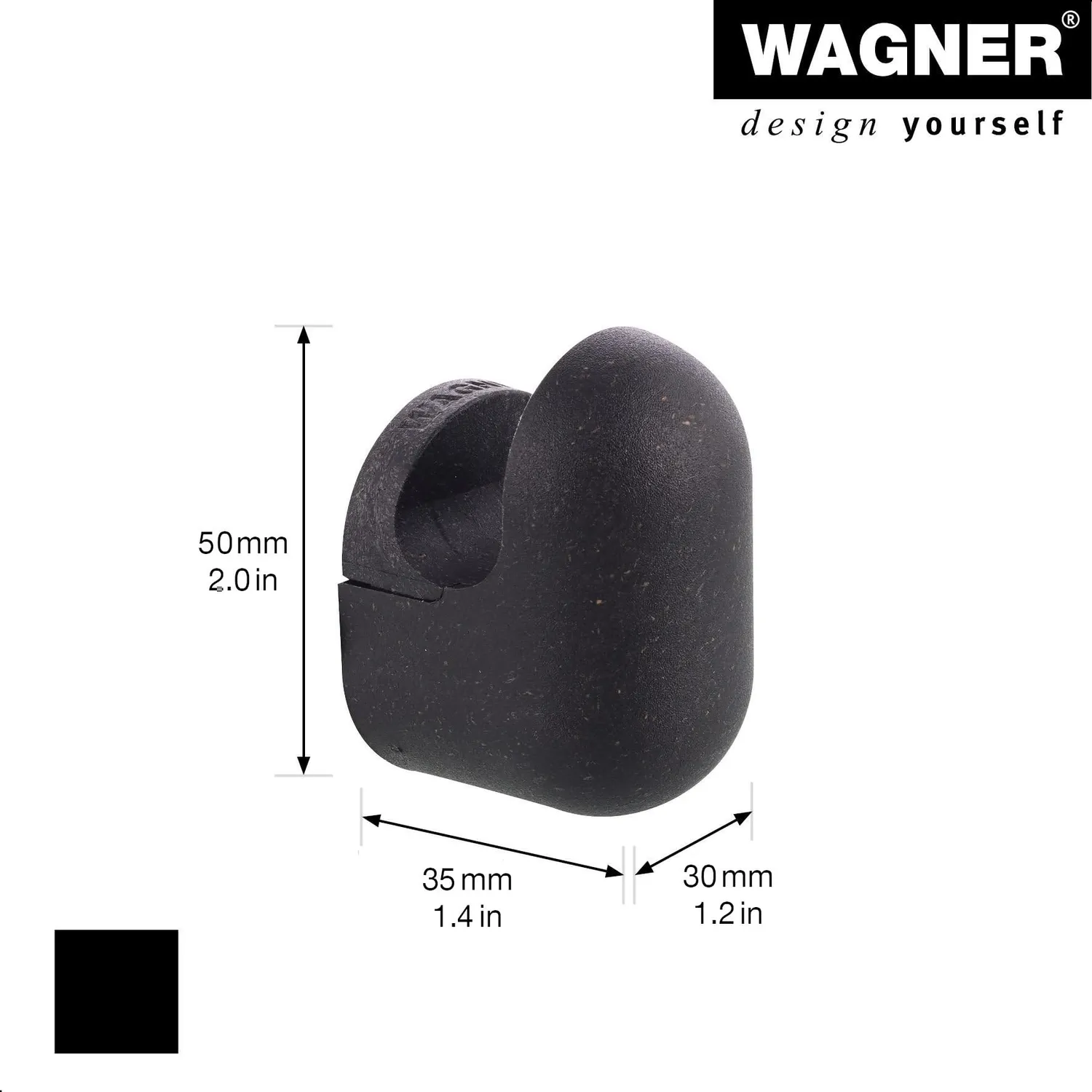 Wagner hooks4home Pill EH 0401 gancio parete 50 mm nero riciclato