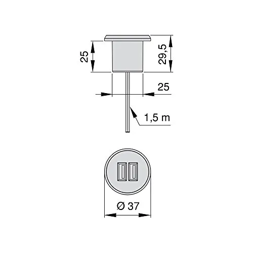 Emuca 5070625 Caricabatterie USB Incasso 2 Prese Grigio