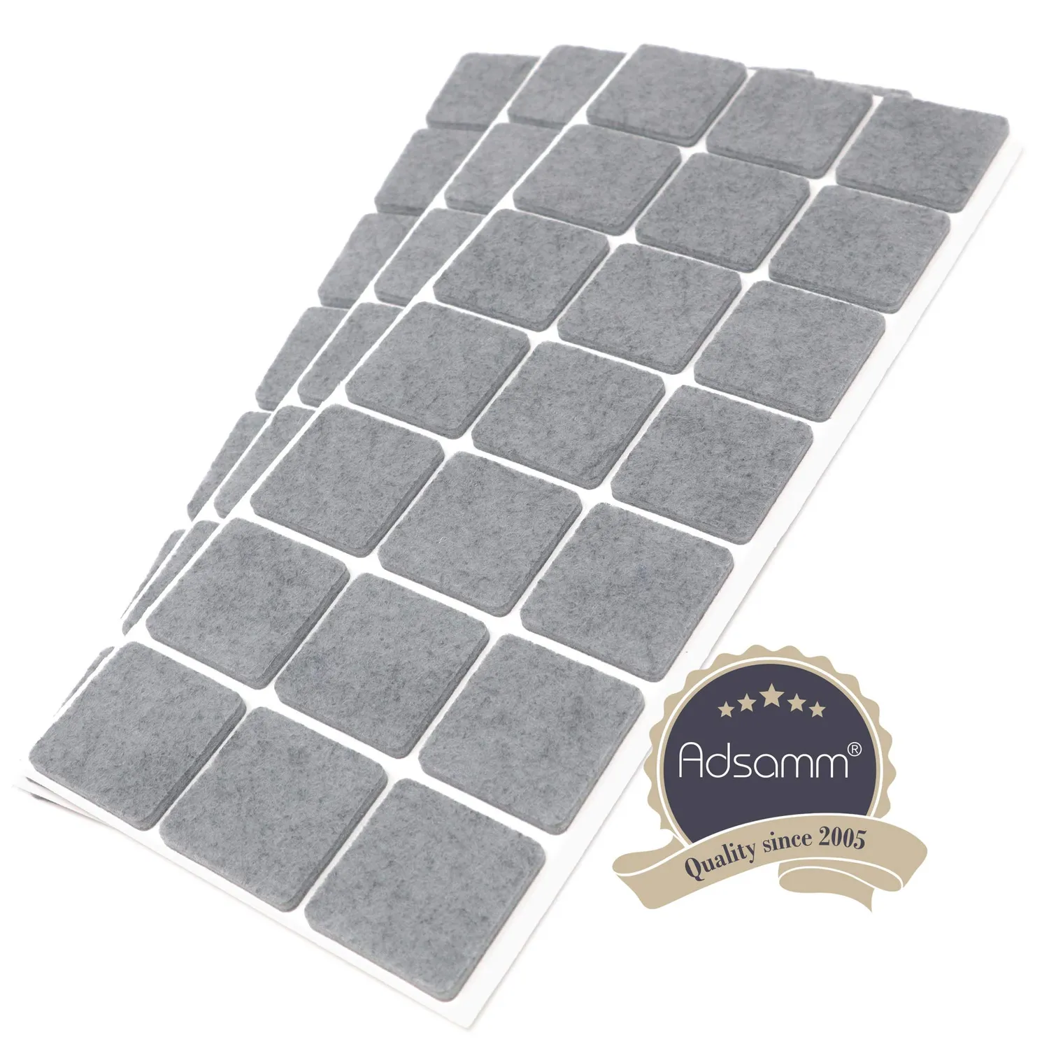 Adsamm feltrini autoadesivi 30x30 mm grigi 63 pezzi 3,5 mm