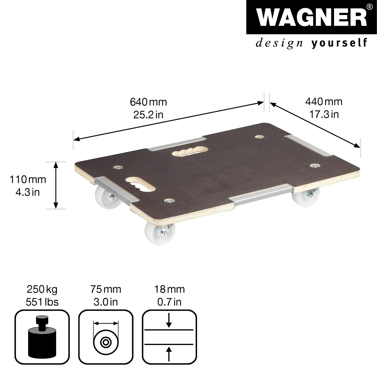 Wagner MM 1381 20138101 Carrello Eurobox 63x43 cm 250 kg Antiscivolo