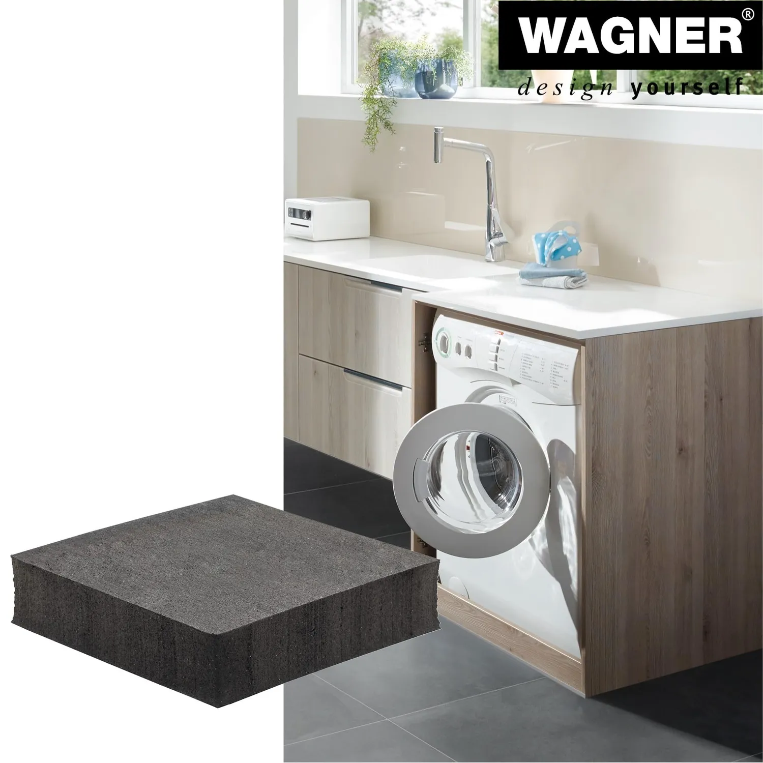 Wagner 15195099 antivibranti lavatrice 2 pezzi 50x50 mm neri