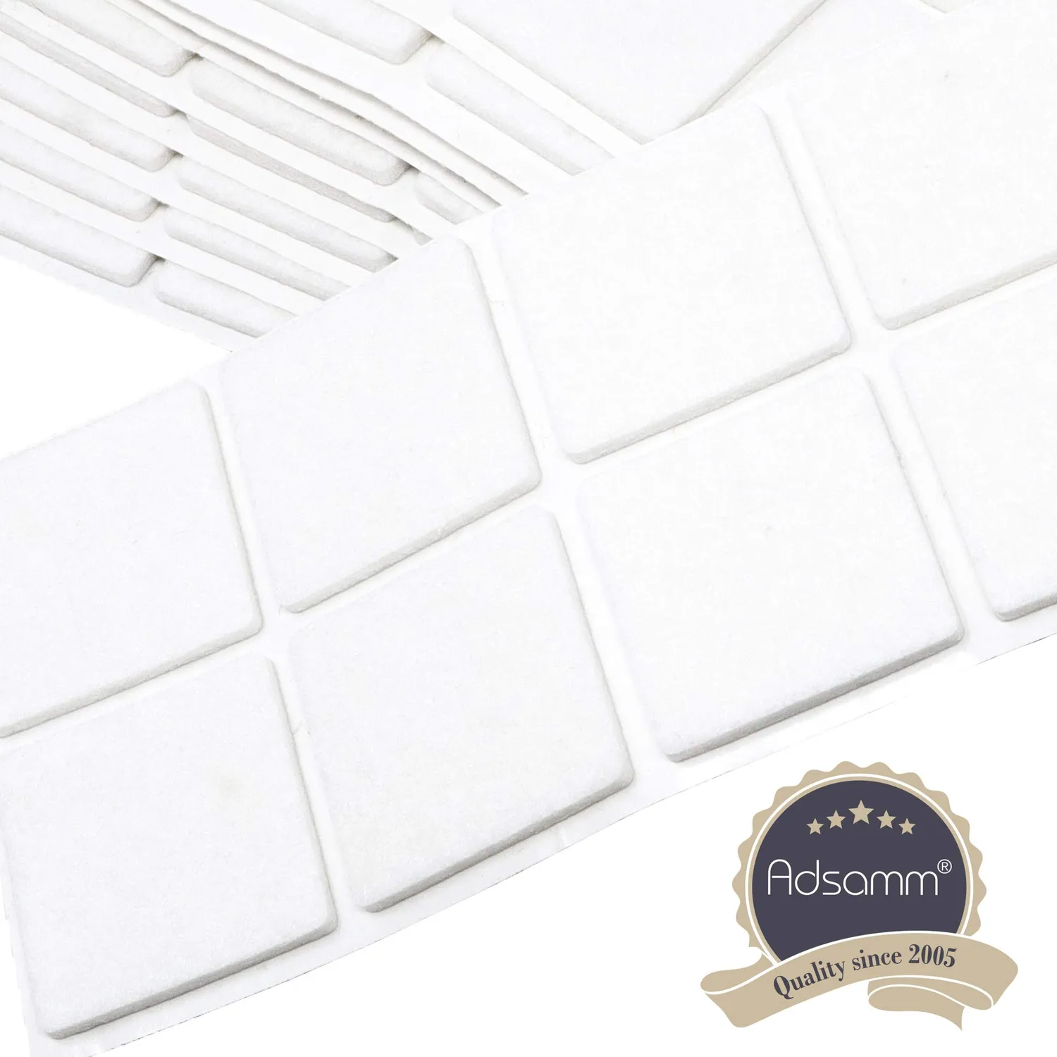 Adsamm feltrini quadrati bianchi 40x40 mm 120 pz autoadesivi