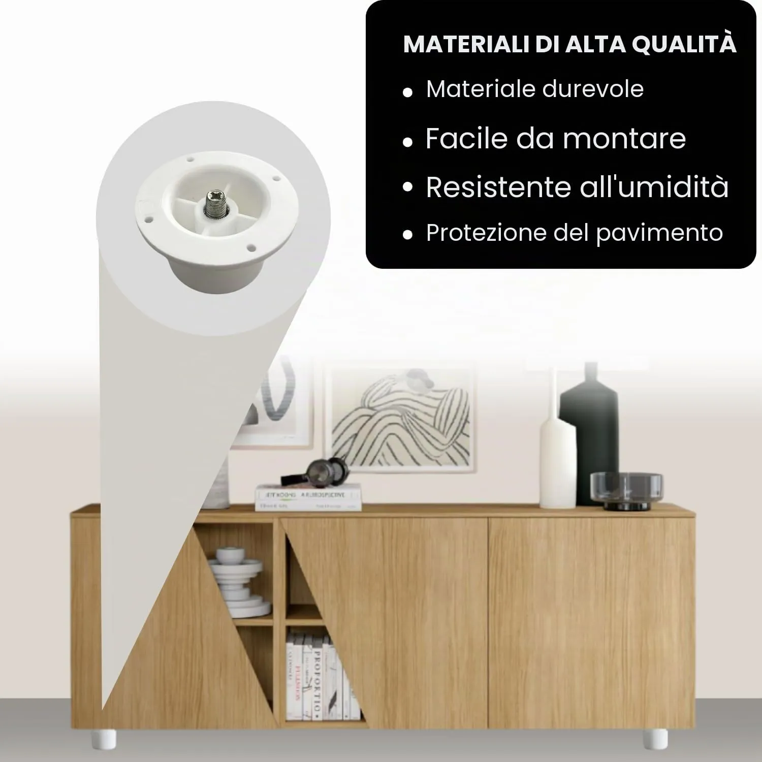 Indaux Sandy Piedino Regolabile 35-50 mm Bianco 4 Pezzi