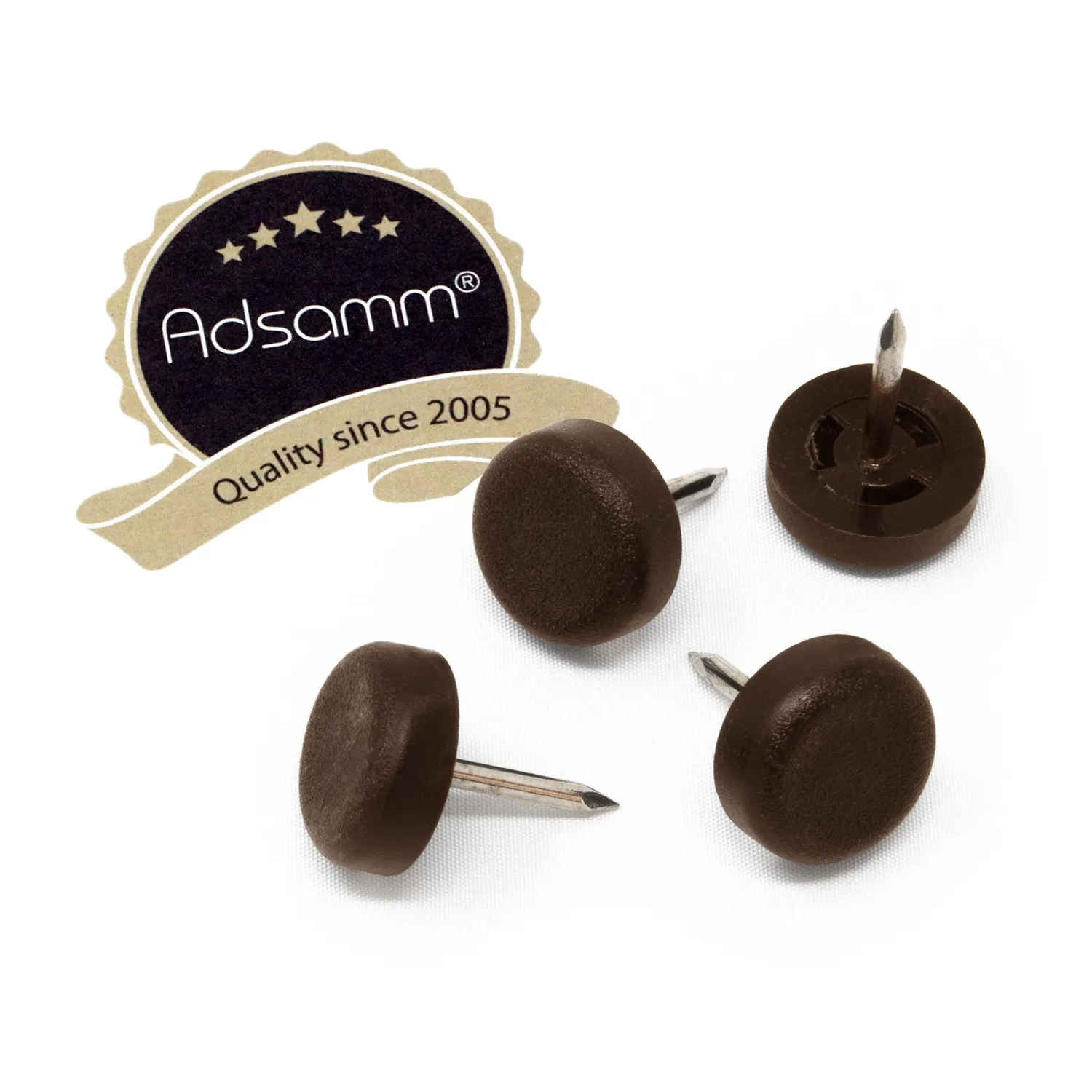 Adsamm PG-N-BR-15-4 Pattini Plastica Ø15 mm Marrone 4 pz