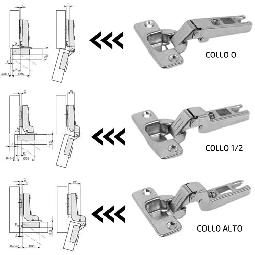 Indaux Slide On cerniere 35 mm collo dritto basetta H0 4 pezzi
