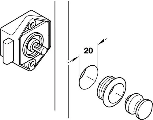 Gedotec serratura push-lock per camper marrone 15 mm 1 pz