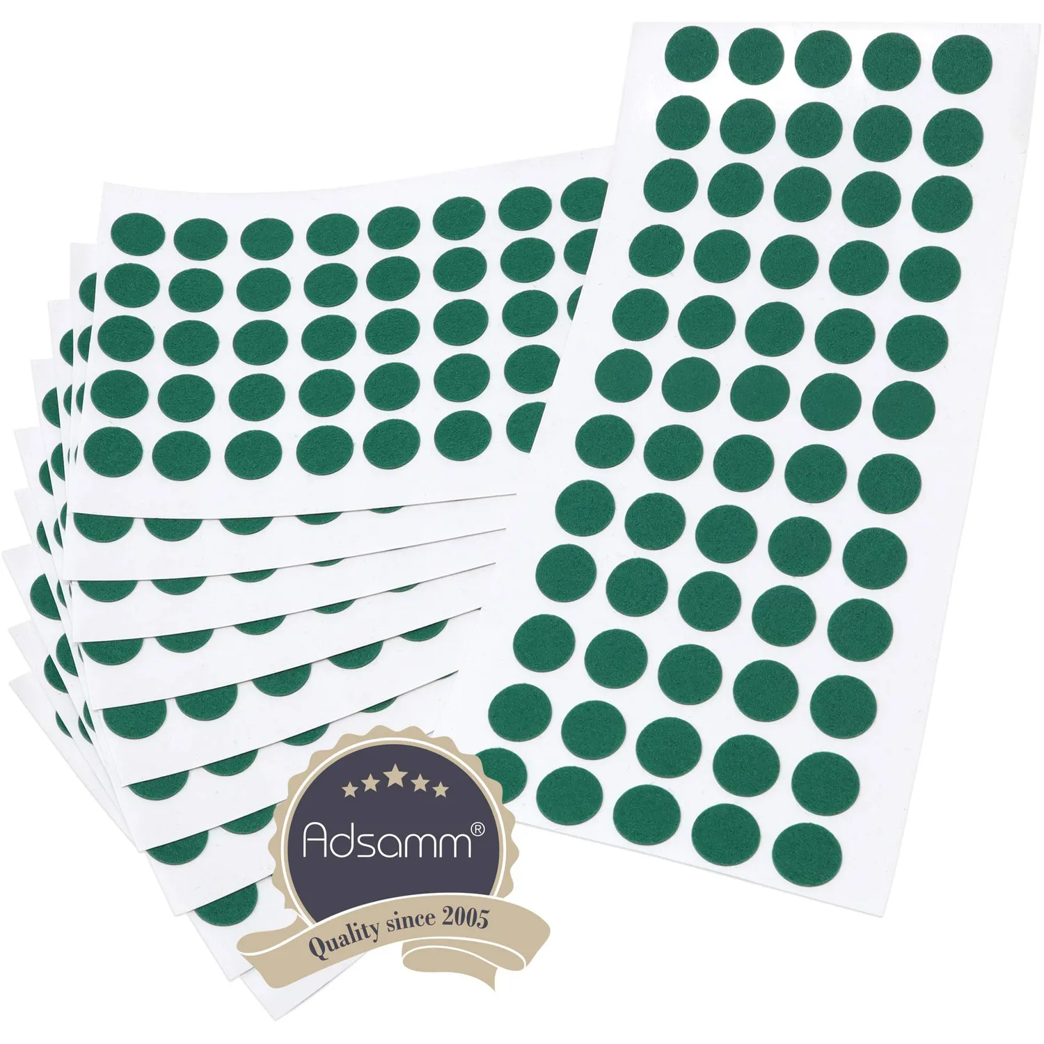 Adsamm feltrini autoadesivi rotondi 14 mm verde 600 pezzi ultrasottili