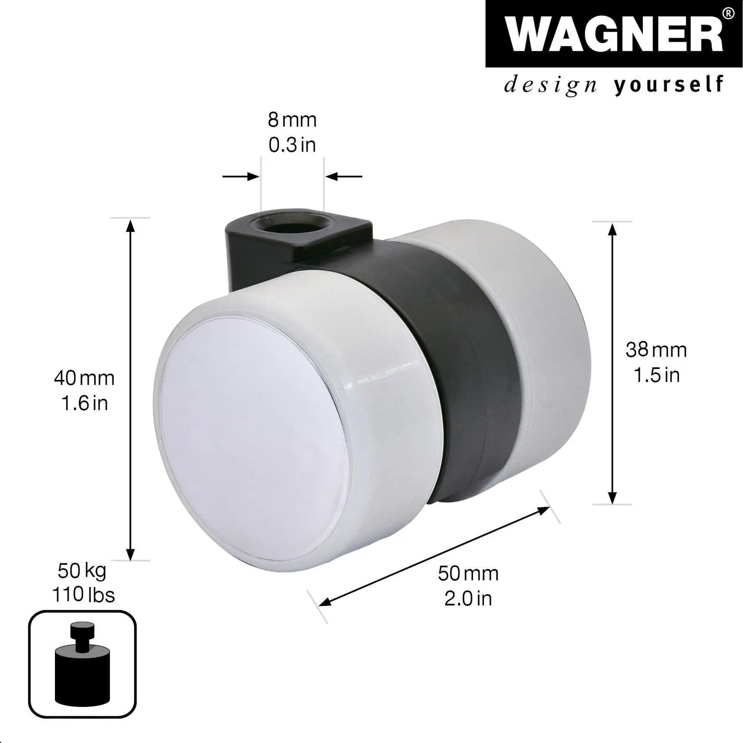 Wagner Design 01010301 rotella mobili 38 mm morbida cromata
