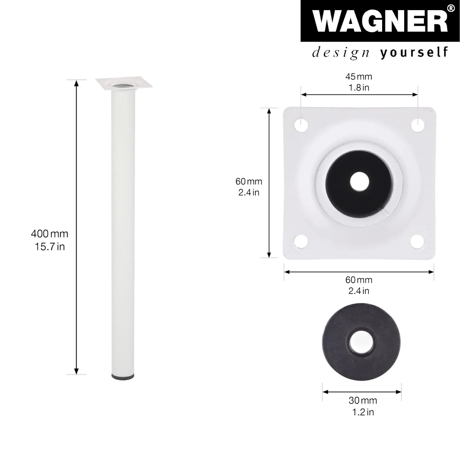 Wagner Classic ST 1640 gamba mobili bianca 40 cm