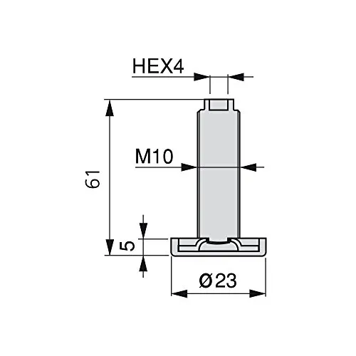 Emuca Piedini a Vite M10x55 mm Zincati 20 Pezzi