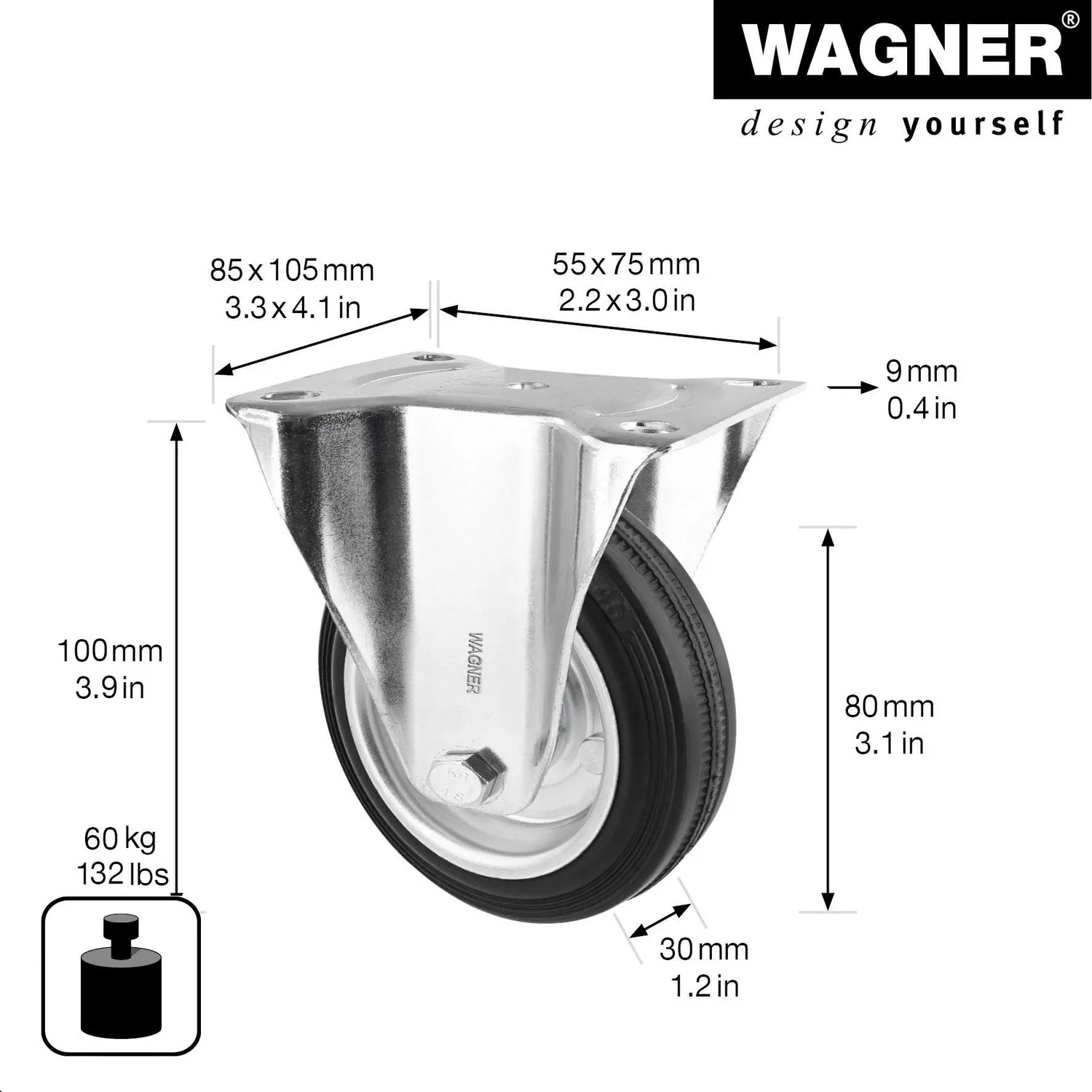 Wagner RO 8184 rotella fissa morbida 80 mm 1 pz