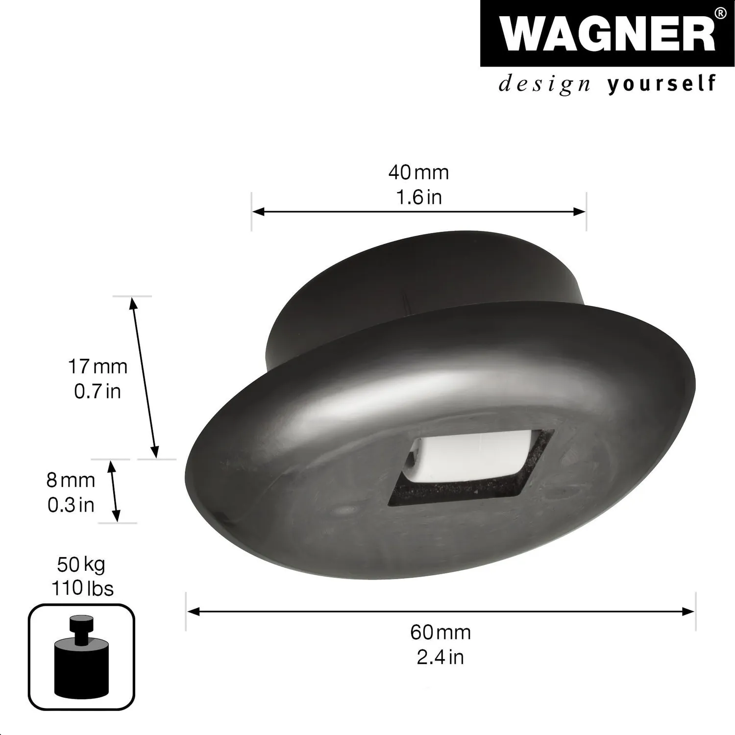 Wagner 01707501 rullo scorrevole da incasso morbido 15 mm