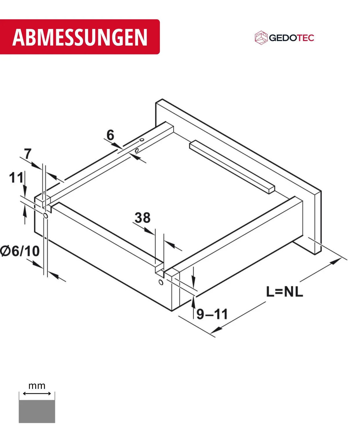 Gedotec Matrix Runner UM A30 guide cassetti 270 mm 1 paio
