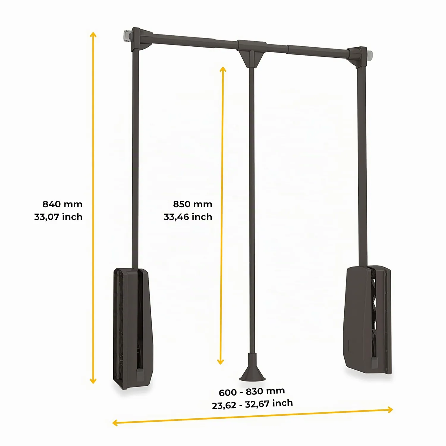 Emuca Appendiabiti Saliscendi 600-830mm Moka 12kg